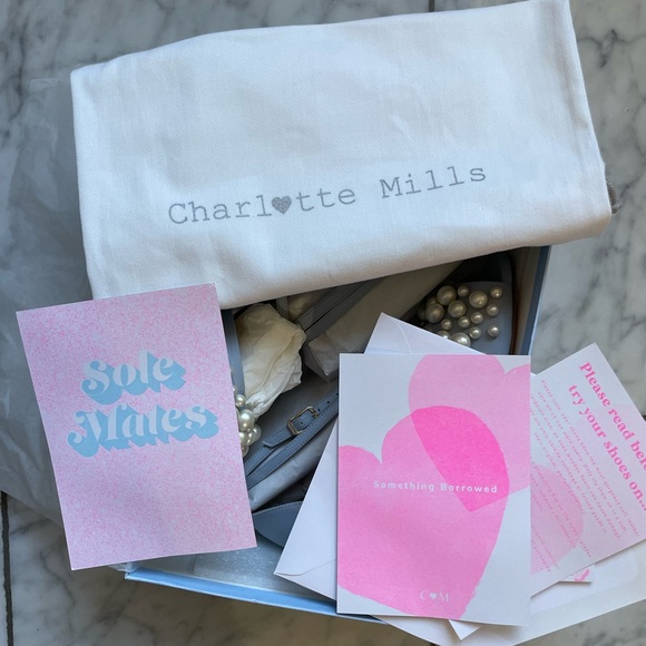 Brand New in Box! Charlotte Mills stacked blue heels - Picture 3 of 9